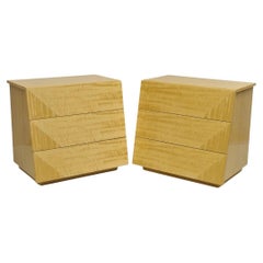 Italian Modern Lacquered Blonde Wood Nightstands by Giorgio Collection - a Pair