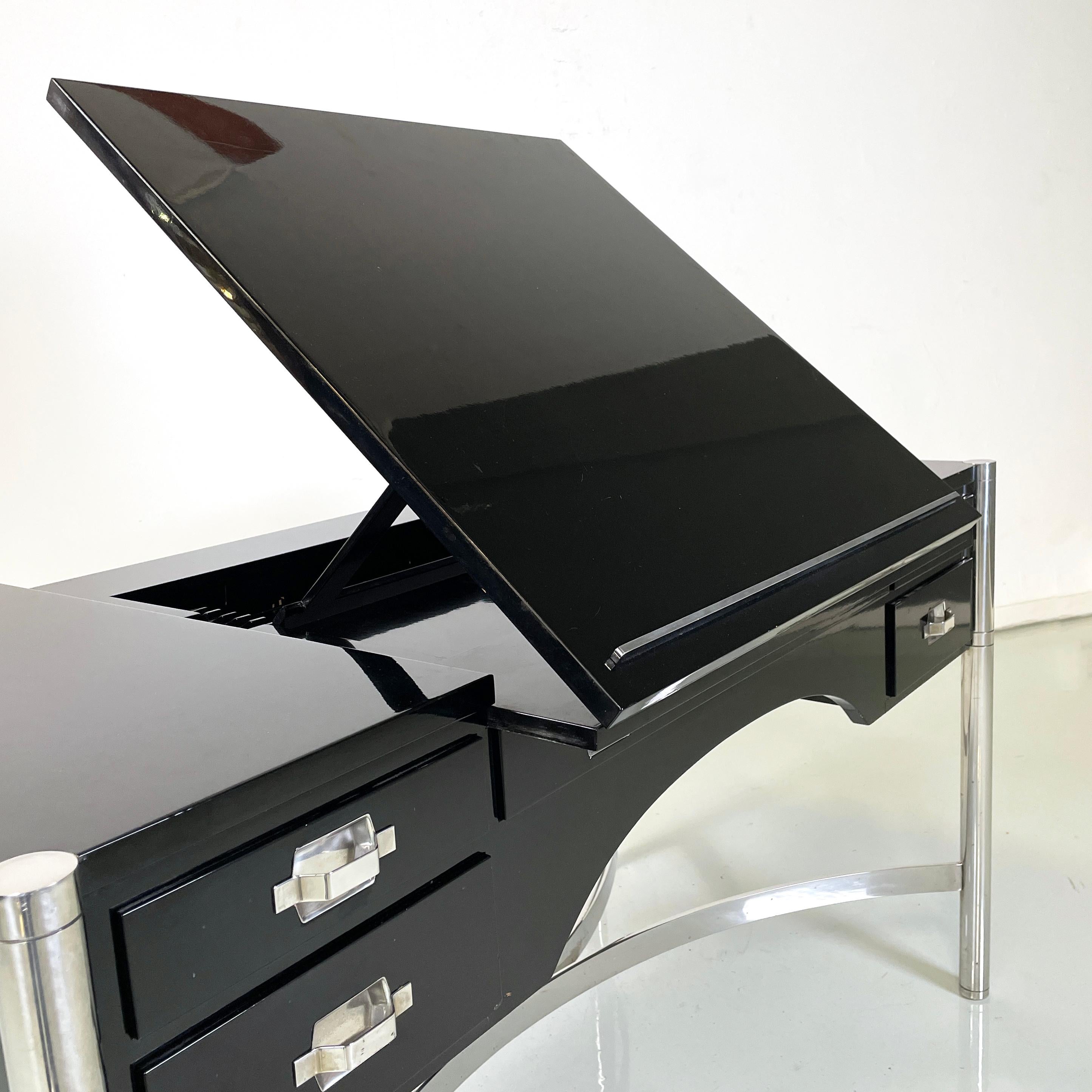 Italian modern Lacquered wood and chromed metal desk by  D.I.D., 1970s For Sale 3