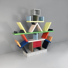 Italian modern laminate bookcase Carlton by Ettore Sottsass for Memphis, 1981