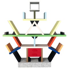 Italian modern laminate bookcase Carlton by Ettore Sottsass for Memphis, 1981