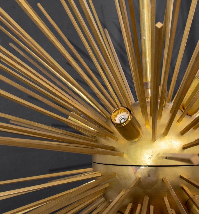 20th Century Italian Modern Large Brass Sputnik Chandelier