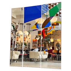 Italian Modern Large Decorative Mirror with Multicolored Abstract Design, 1980s