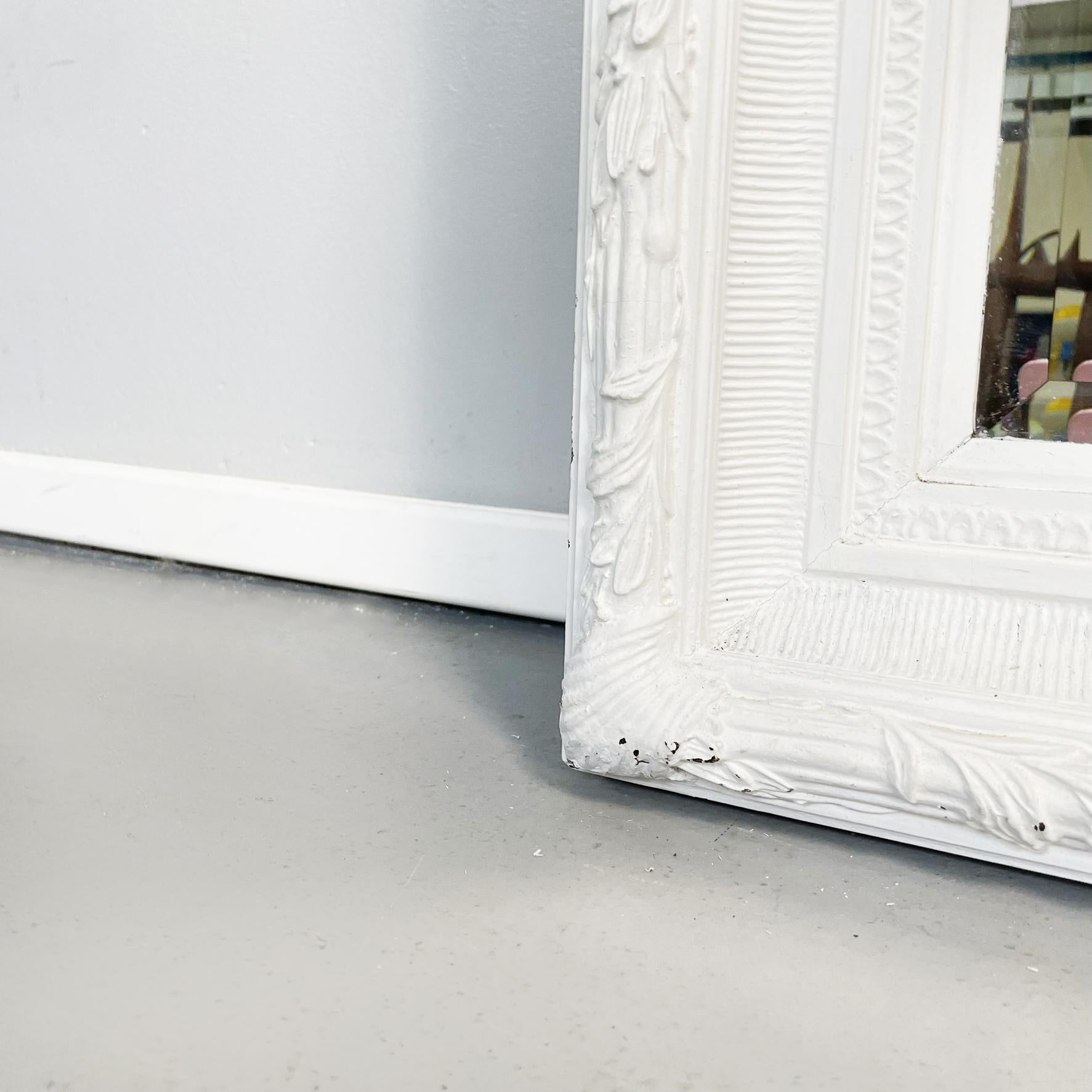 Italian Modern Large Rectangular Mirror with White Wooden Frame, 1990s For Sale 8
