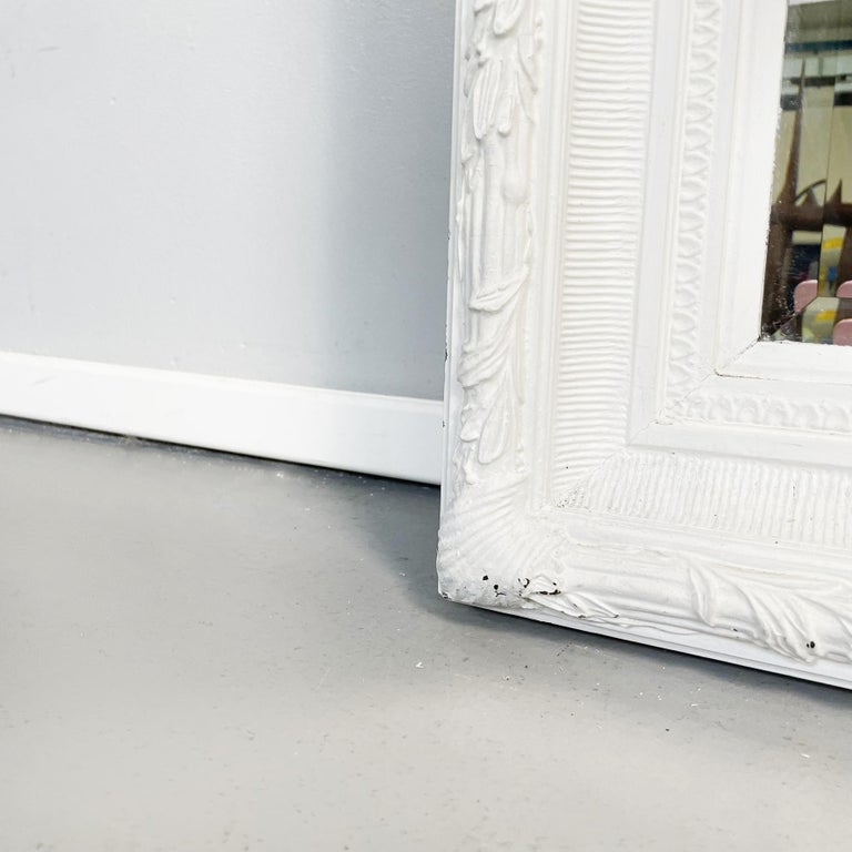 Italian Modern Large Rectangular Mirror with White Wooden Frame, 1990s For Sale 8