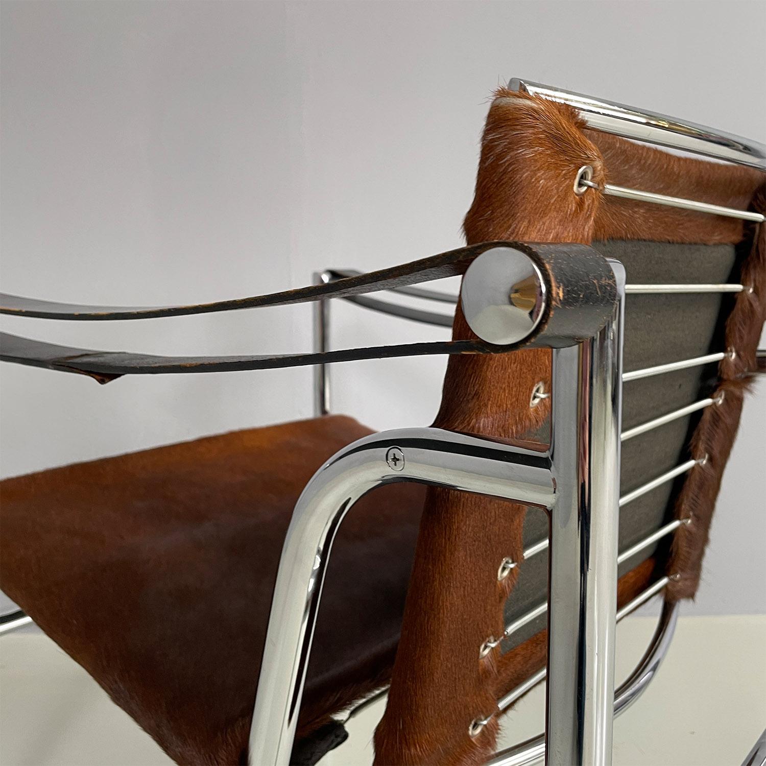 Italian modern LC1 armchair, Le Corbusier, Jeanneret and Perriand, Cassina 1960s For Sale 7