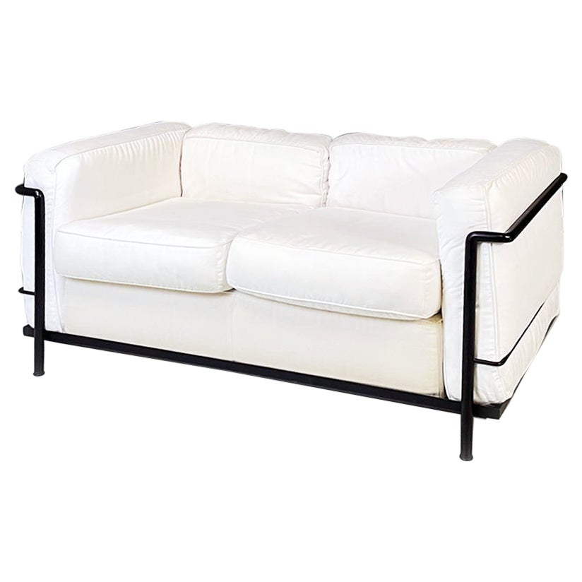 Canapé moderne italien Lc2, Le Corbusier, Jeanneret et Perriand pour Cassina, 1980
