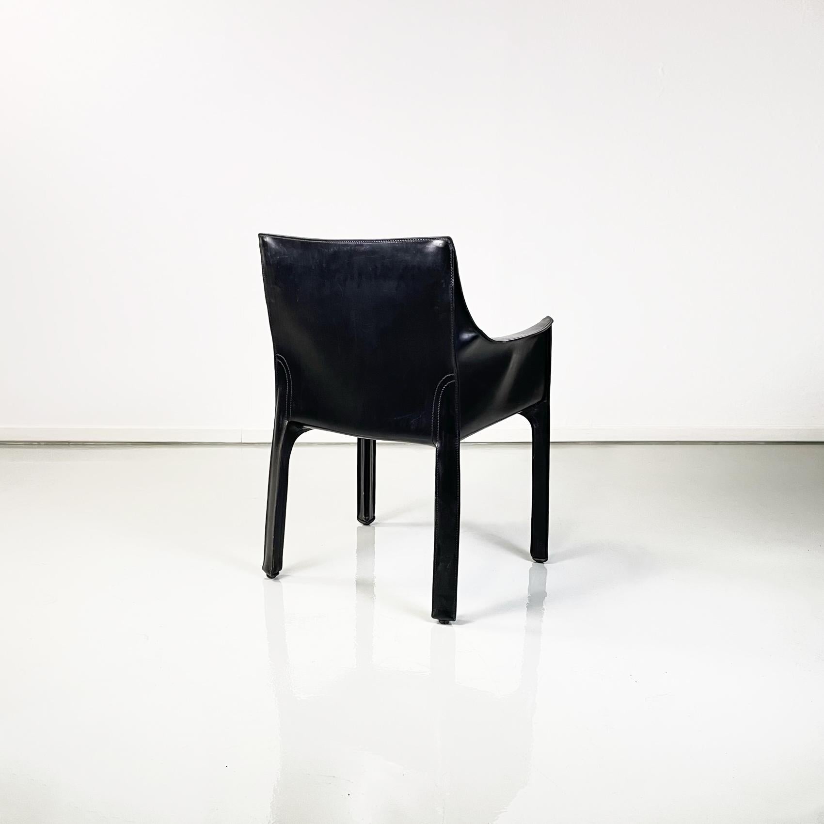 Late 20th Century Italian Modern Leather Armchair Mod Cab 414 by Mario Bellini for Cassina, 1980s