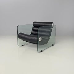 Italian modern leather armchairs Hyaline by Fabio Lenci for Comfort Line, 1970s