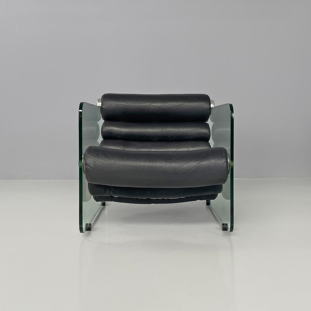 Modern Italian modern leather armchairs Hyaline by Fabio Lenci for Comfort Line, 1970s For Sale