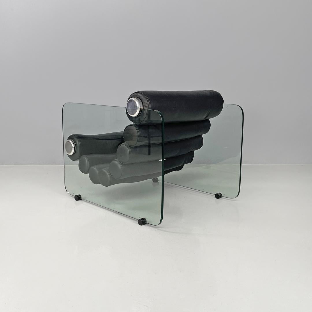 Italian modern leather armchairs Hyaline by Fabio Lenci for Comfort Line, 1970s In Good Condition For Sale In MIlano, IT