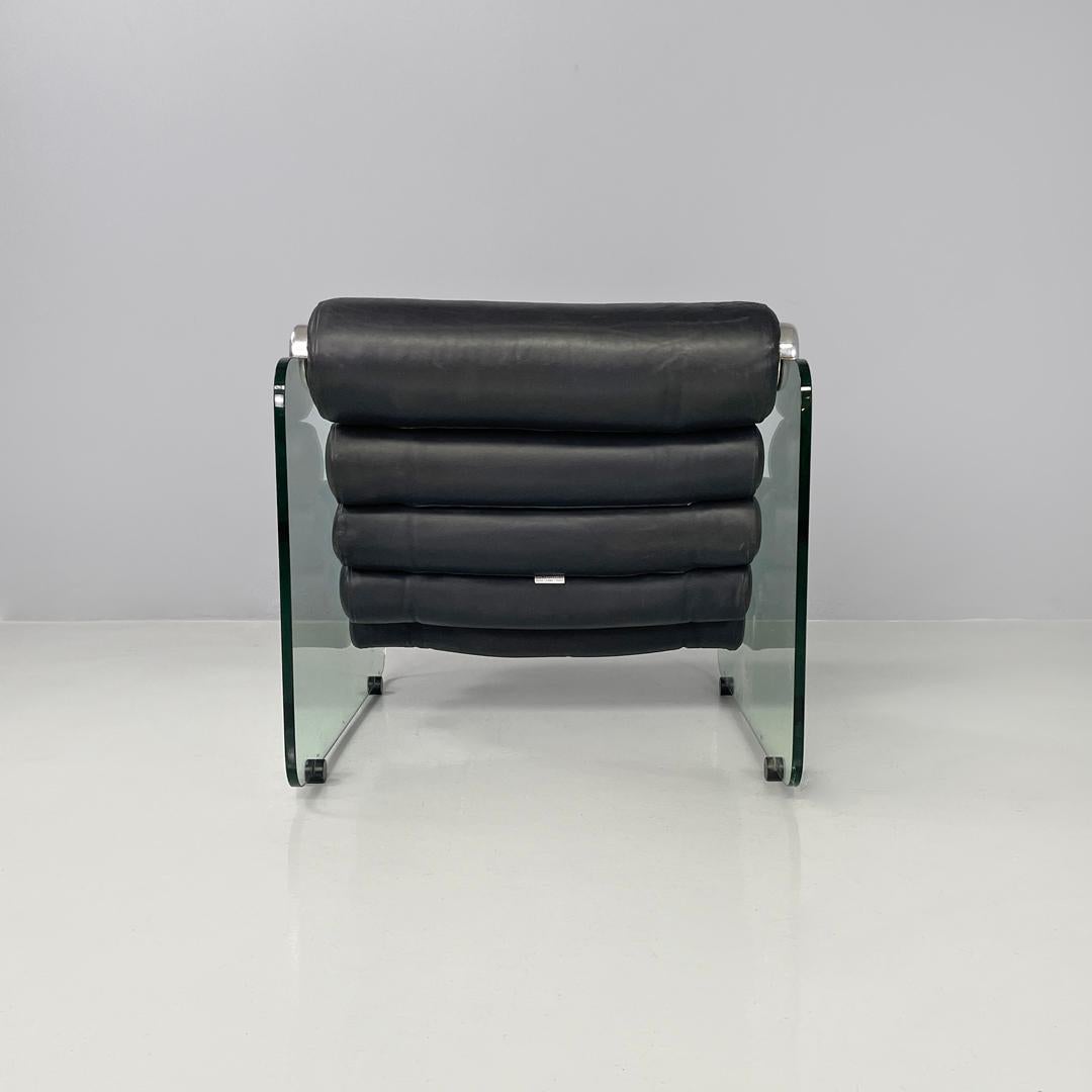 Late 20th Century Italian modern leather armchairs Hyaline by Fabio Lenci for Comfort Line, 1970s For Sale