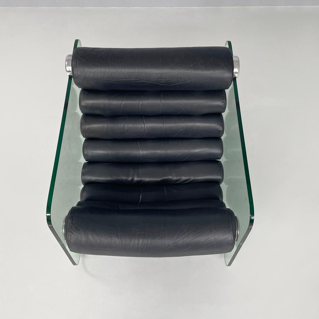 Metal Italian modern leather armchairs Hyaline by Fabio Lenci for Comfort Line, 1970s For Sale
