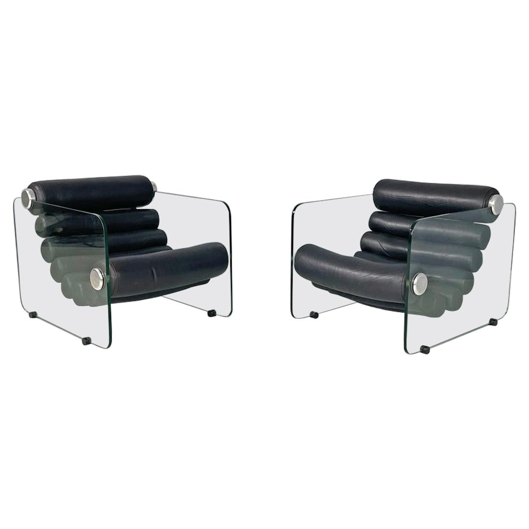 Sillones modernos italianos de cuero Hyaline de Fabio Lenci para Comfort Line, años 70