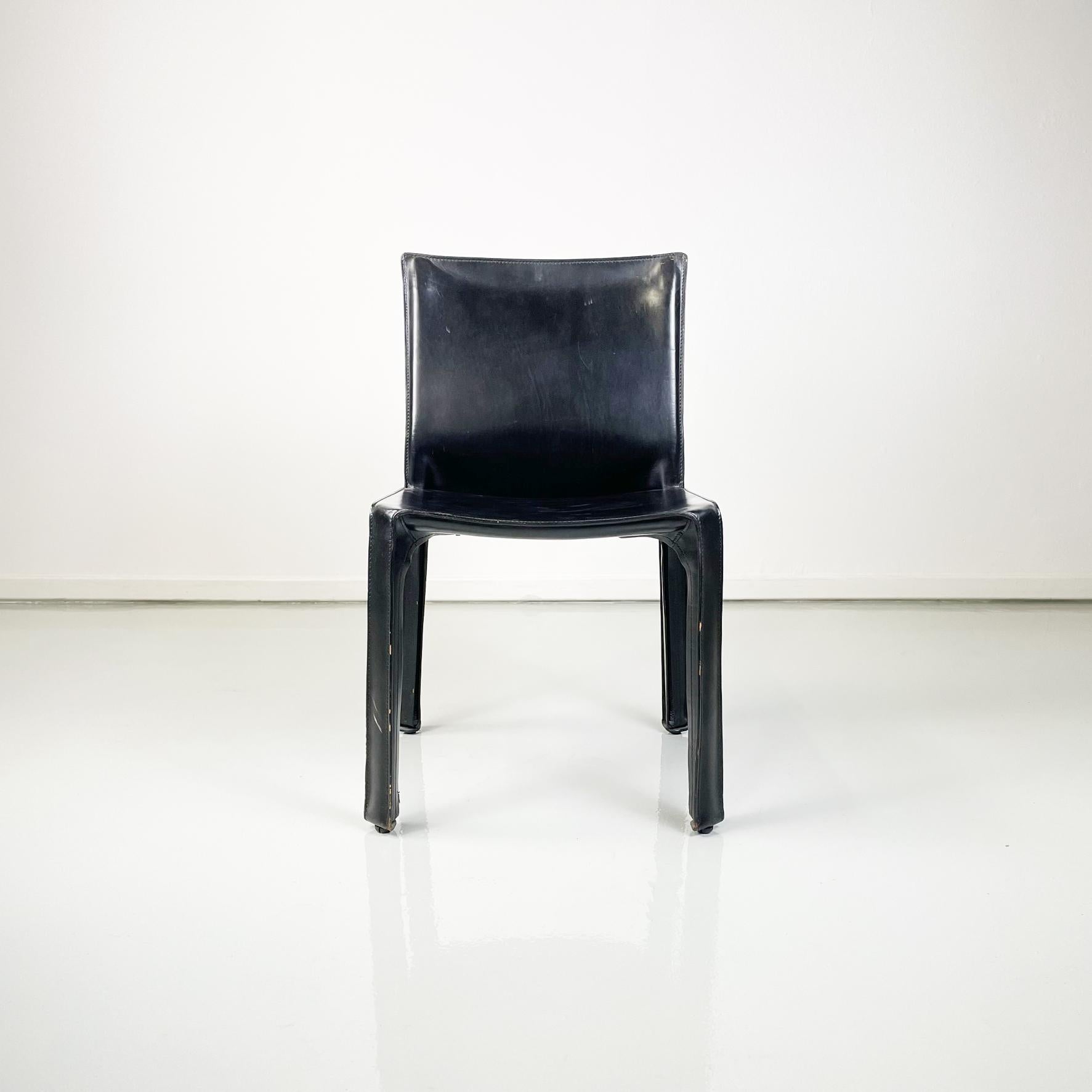 Modern Italian modern Leather chairs mod CAB 414 by Mario Bellini for Cassina, 1980s  For Sale