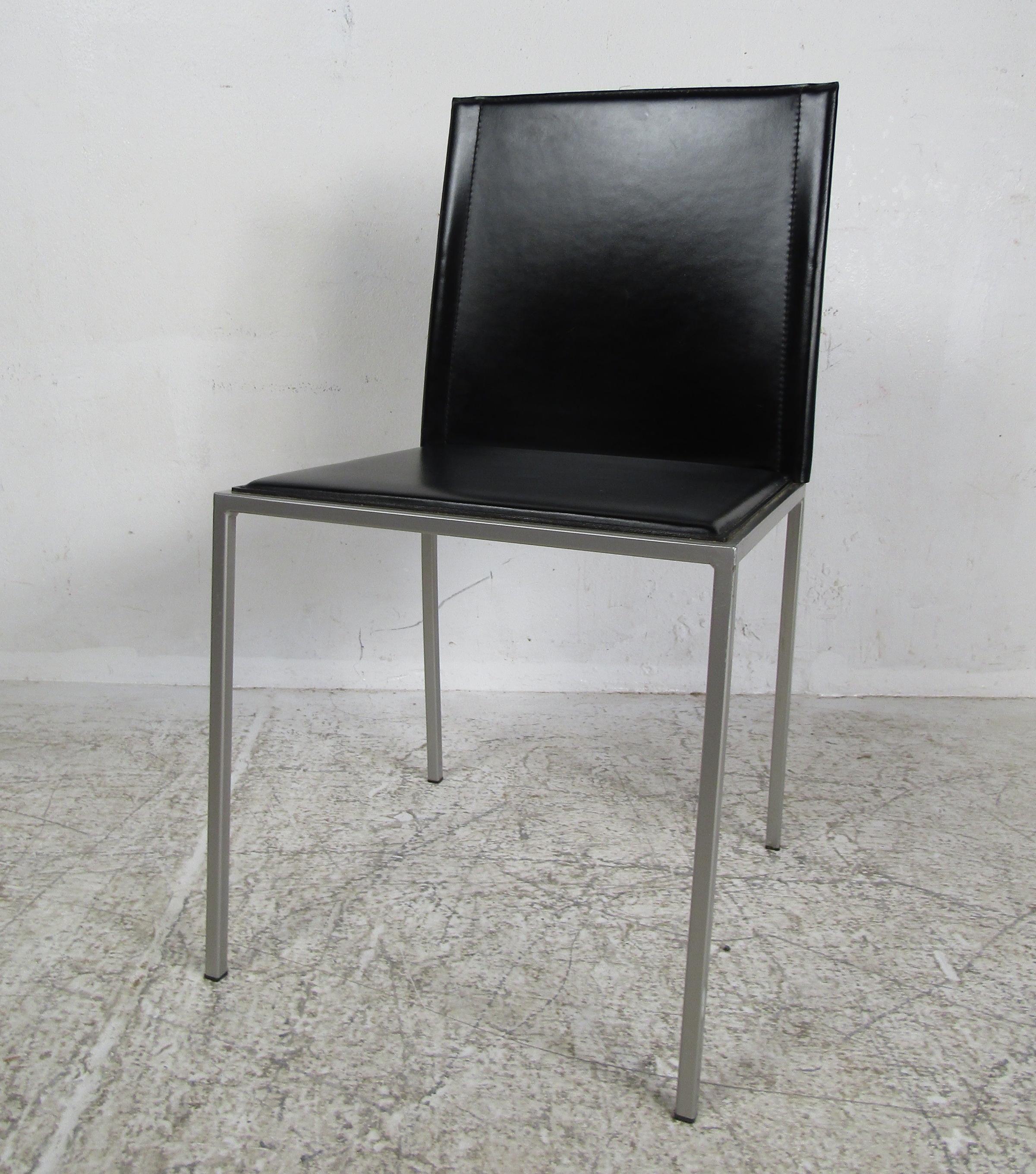 Mid-20th Century Italian Modern Leather Dining Chairs