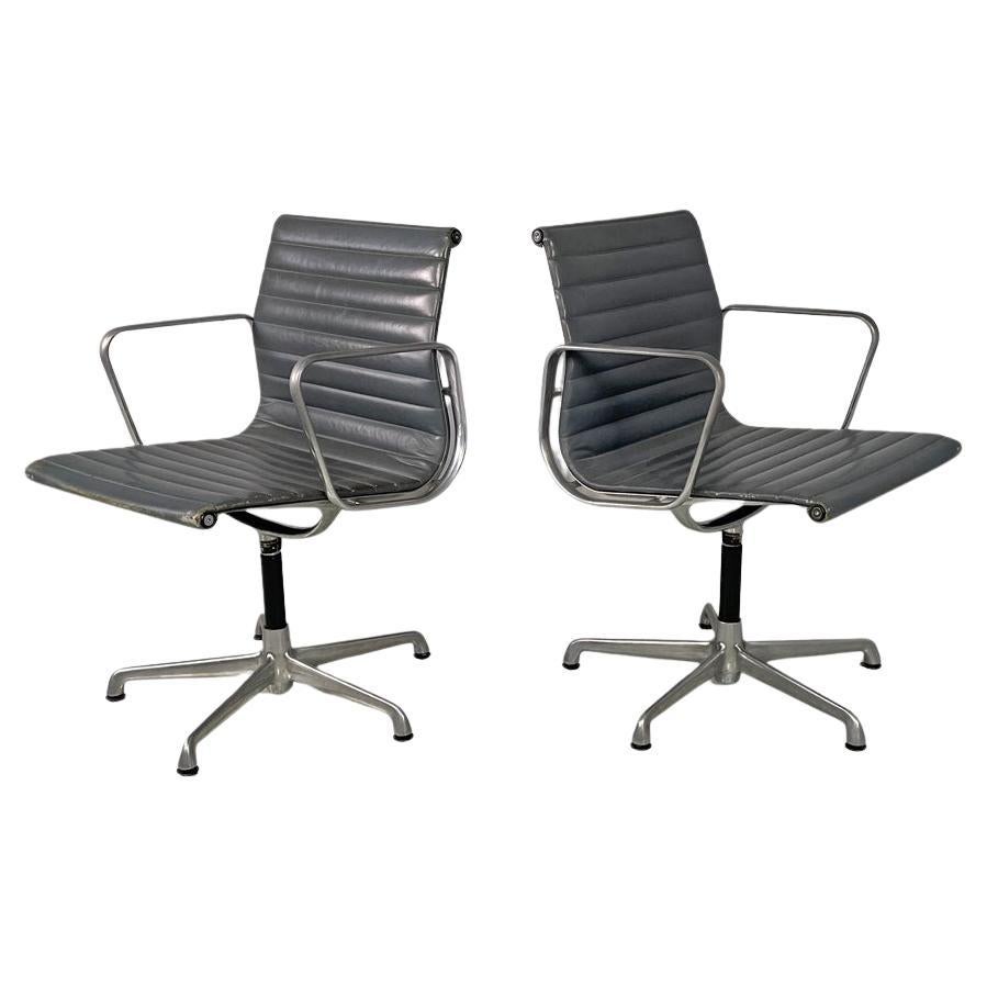 Italian modern leather office chairs by Charles and Ray Eames for ICF, 1970s