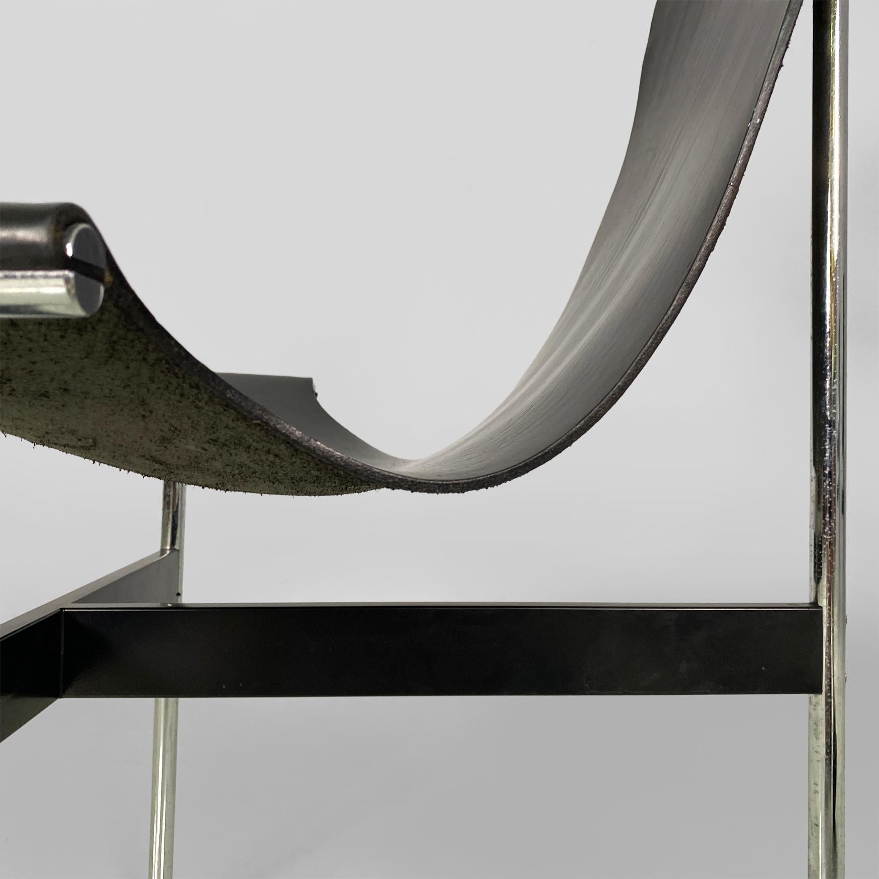 Italian modern leather T chairs by Katavolos, Douglas and Kelley for ICF, 1960s For Sale 8