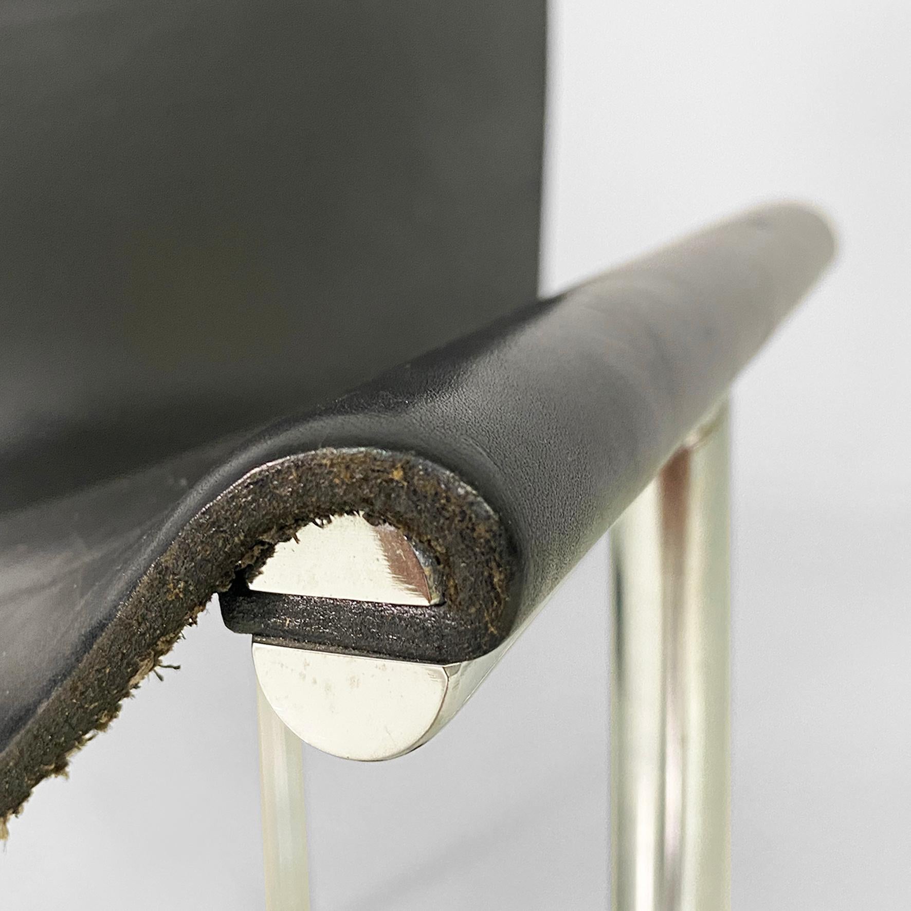 Italian modern leather T chairs by Katavolos, Douglas and Kelley for ICF, 1960s For Sale 13