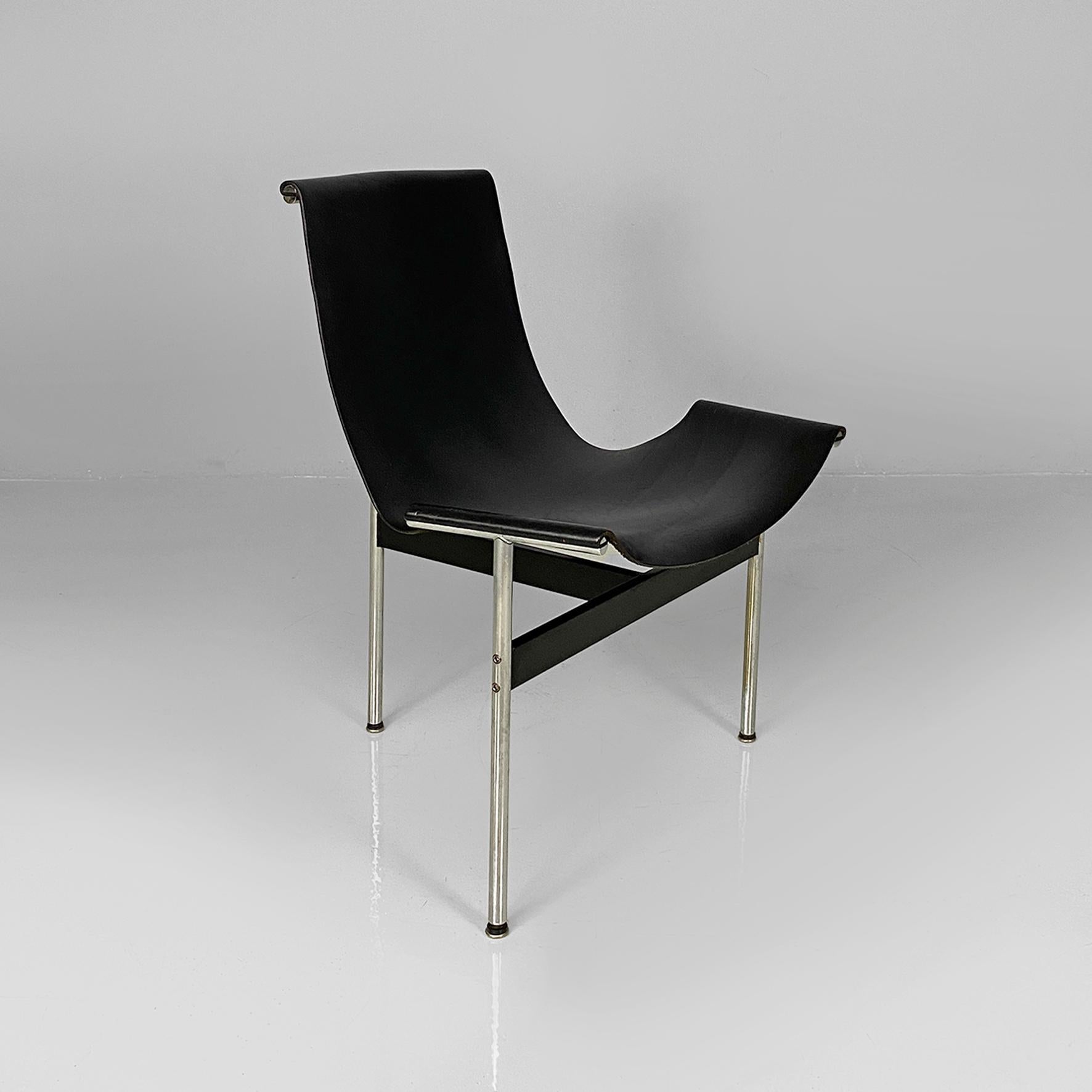 Modern Italian modern leather T chairs by Katavolos, Douglas and Kelley for ICF, 1960s For Sale