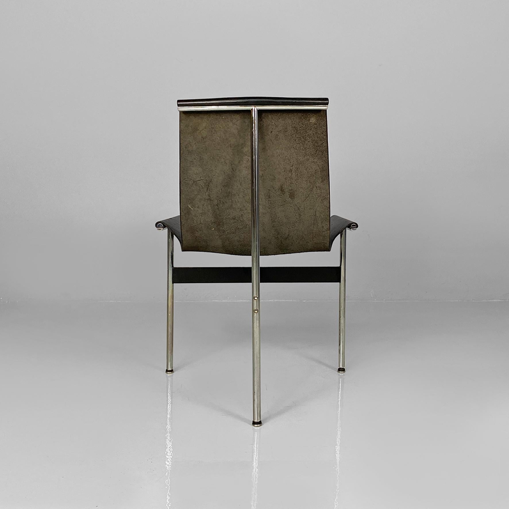 Mid-20th Century Italian modern leather T chairs by Katavolos, Douglas and Kelley for ICF, 1960s For Sale