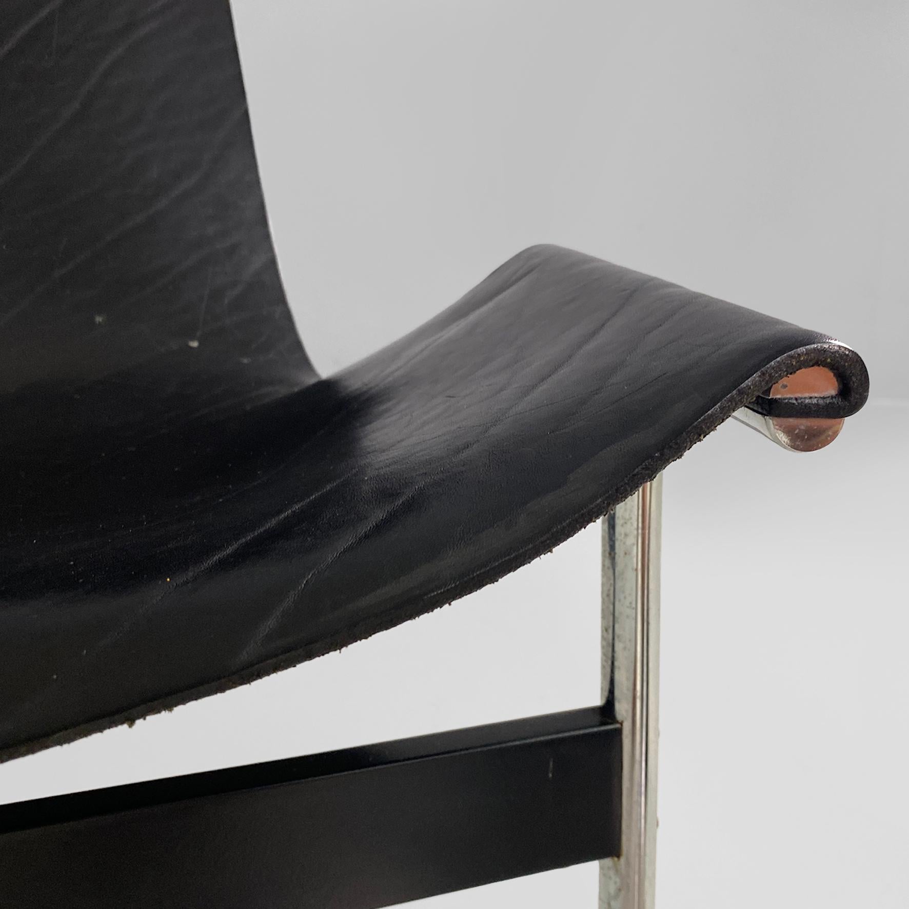 Italian modern leather T chairs by Katavolos, Douglas and Kelley for ICF, 1960s For Sale 3