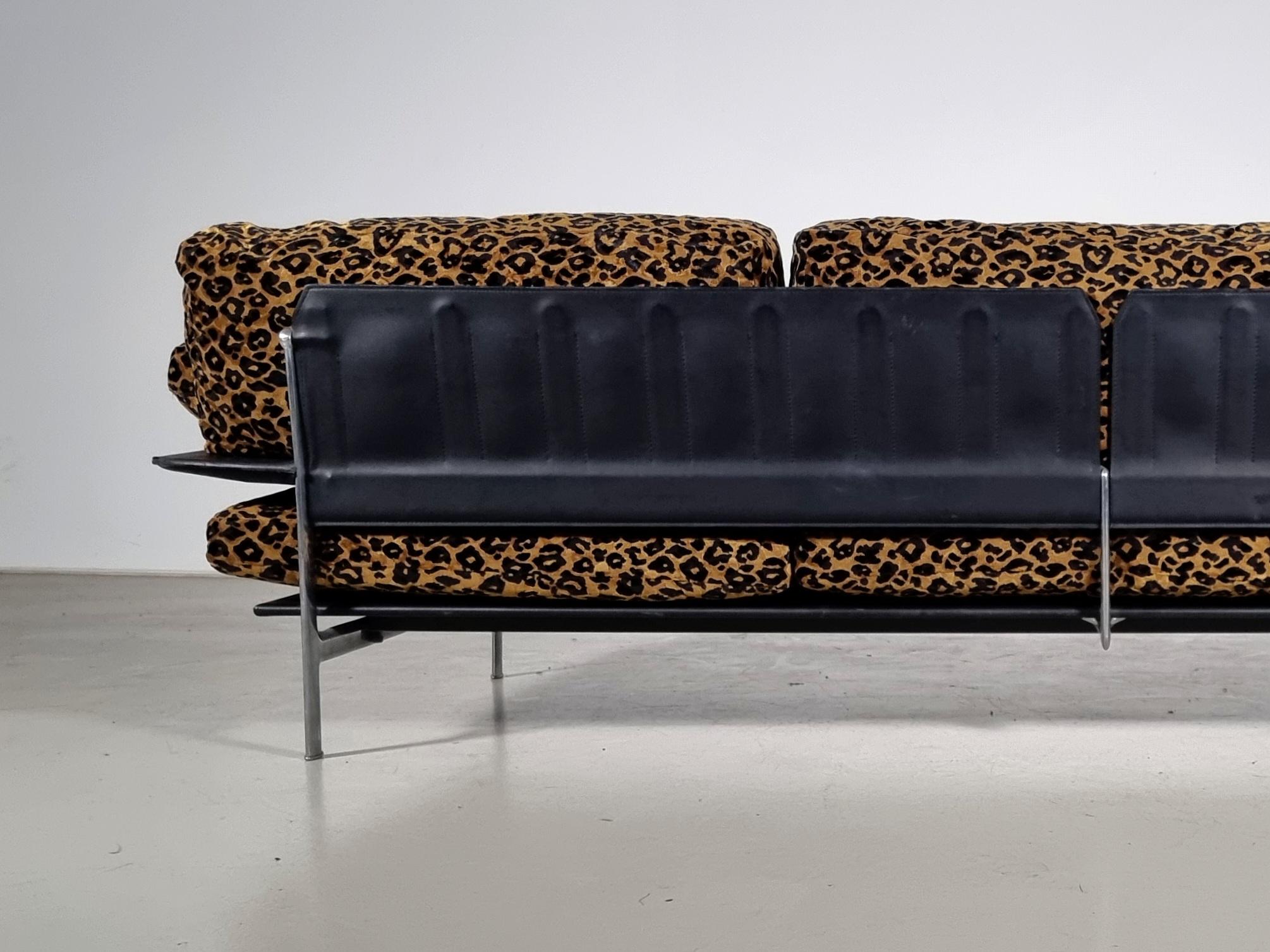 European Italian Modern Leopard velvet Diesis sofa by Antonio Citterio for B&B, 1980s For Sale