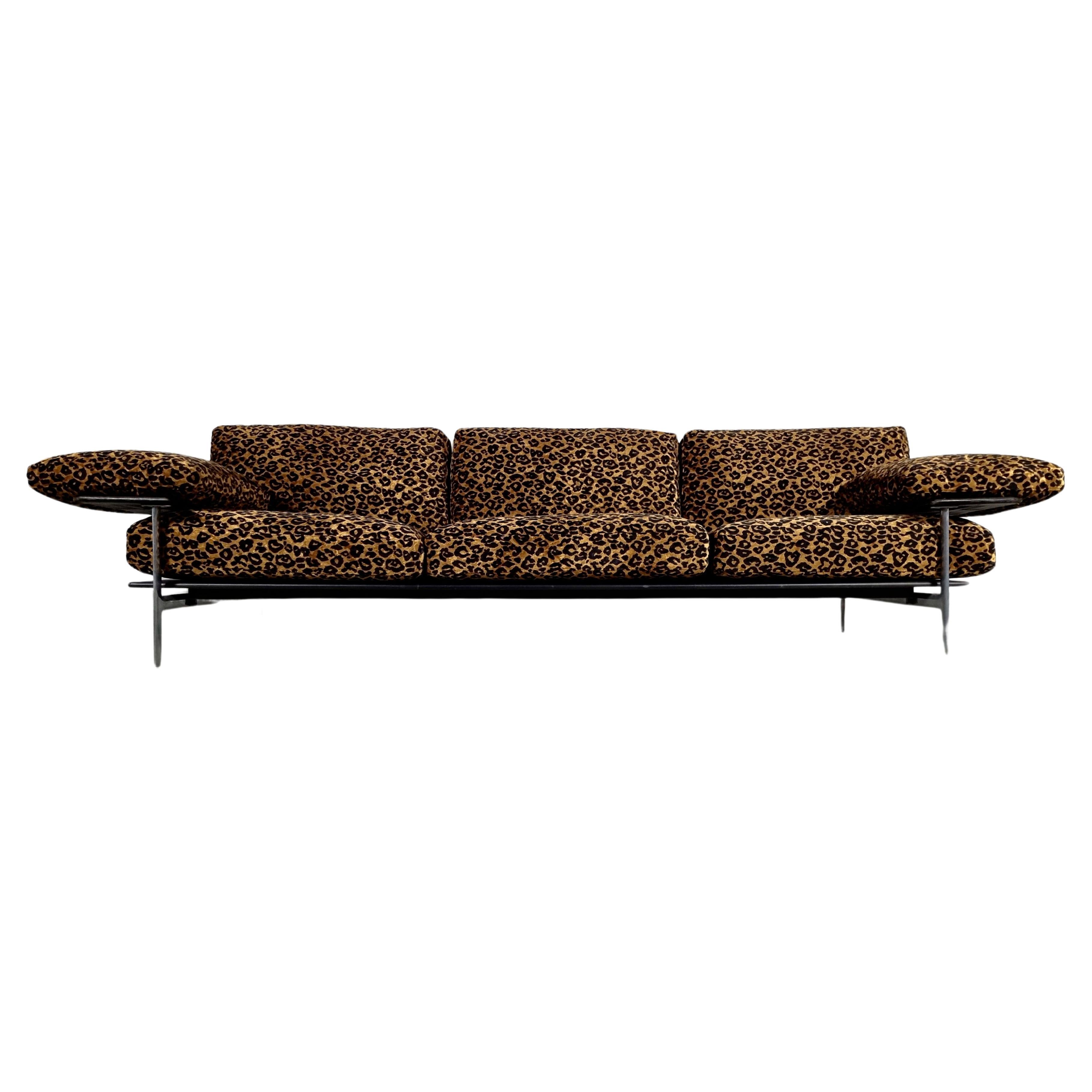 Italian Modern Leopard velvet Diesis sofa by Antonio Citterio for B&B, 1980s For Sale