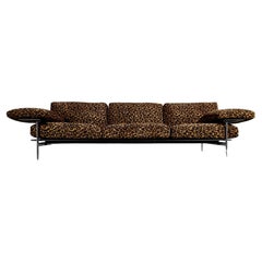 Vintage Italian Modern Leopard velvet Diesis sofa by Antonio Citterio for B&B, 1980s