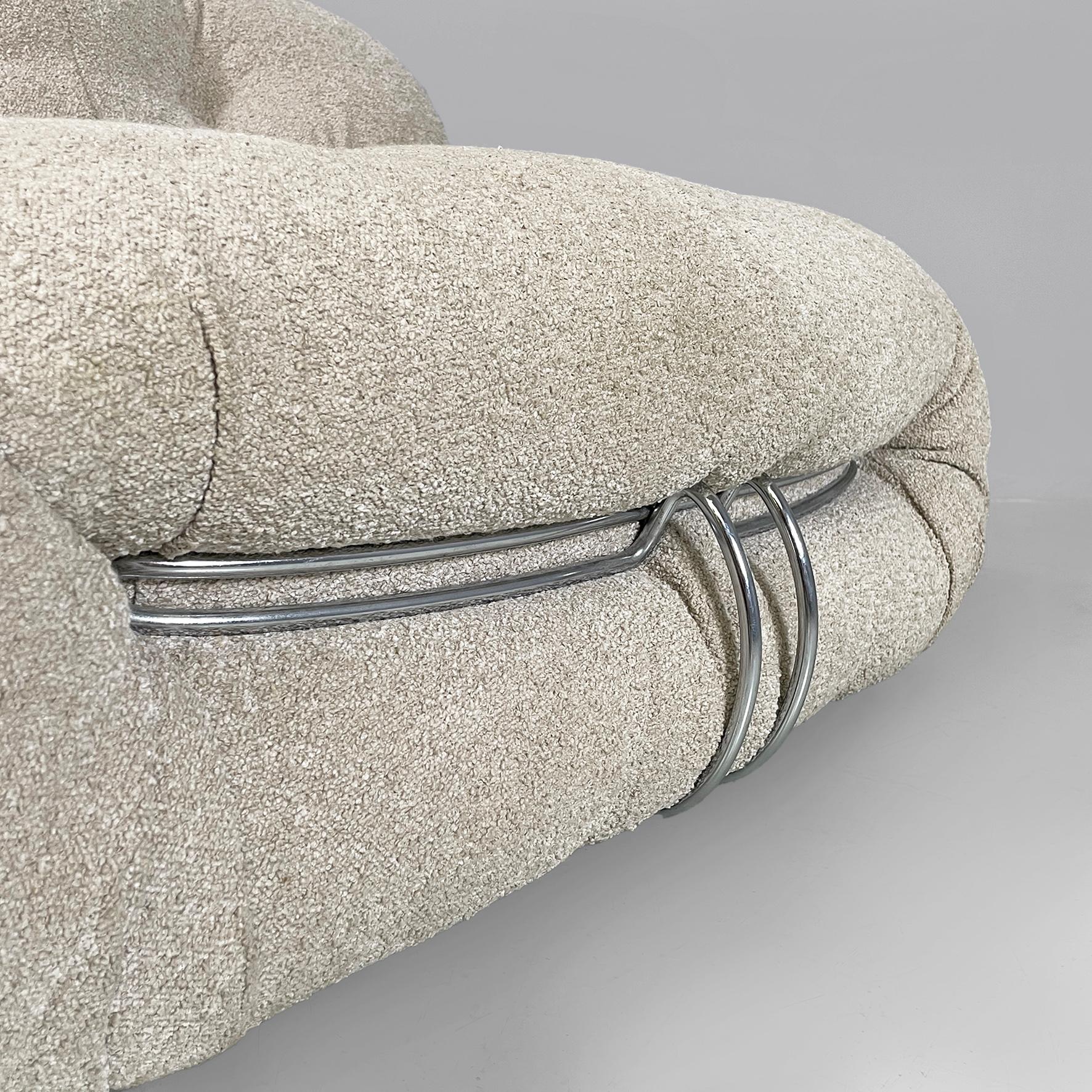 Italian modern light beige Soriana armchairs, Afra Tobia Scarpa, Cassina, 1970s 7