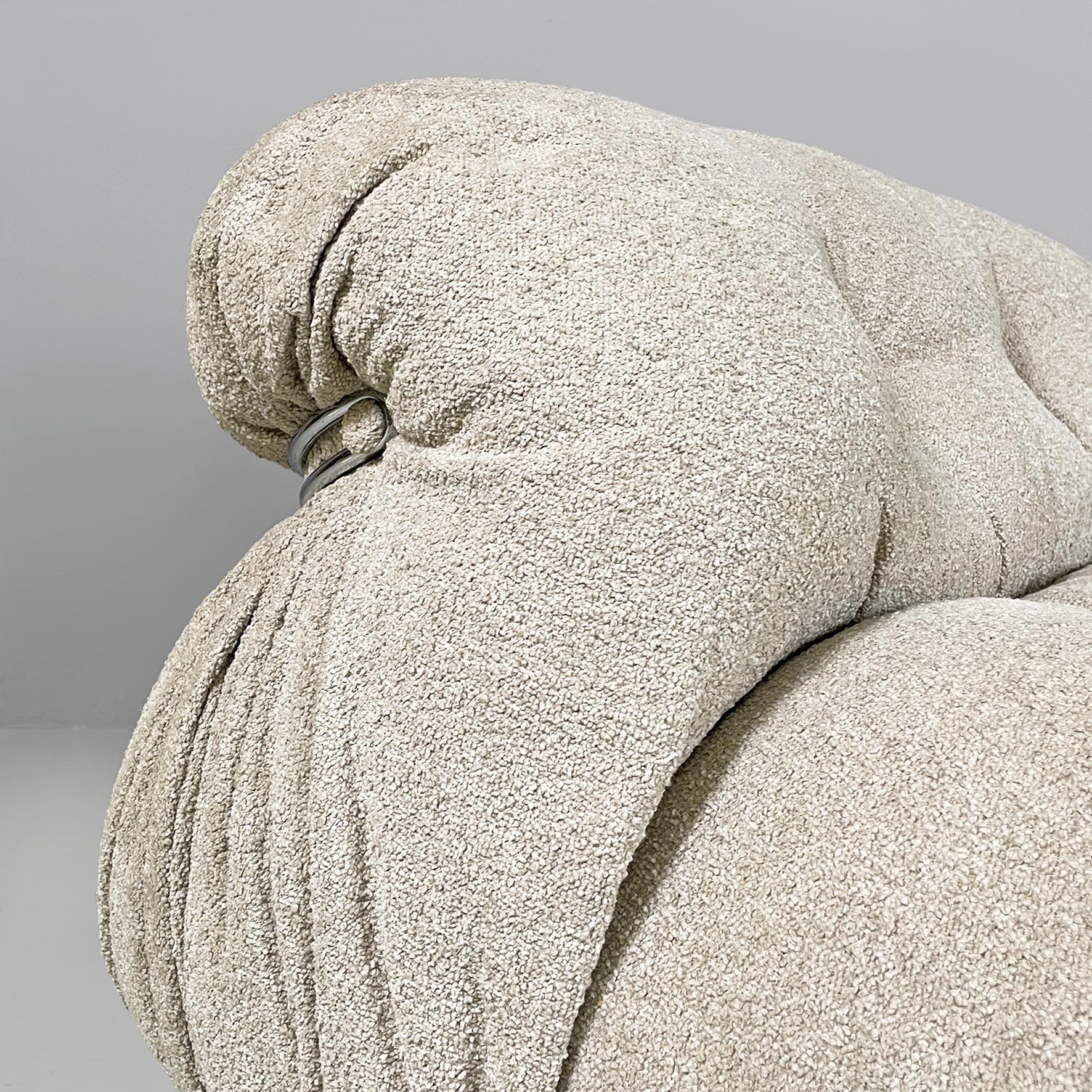 Italian modern light beige Soriana armchairs, Afra Tobia Scarpa, Cassina, 1970s 9