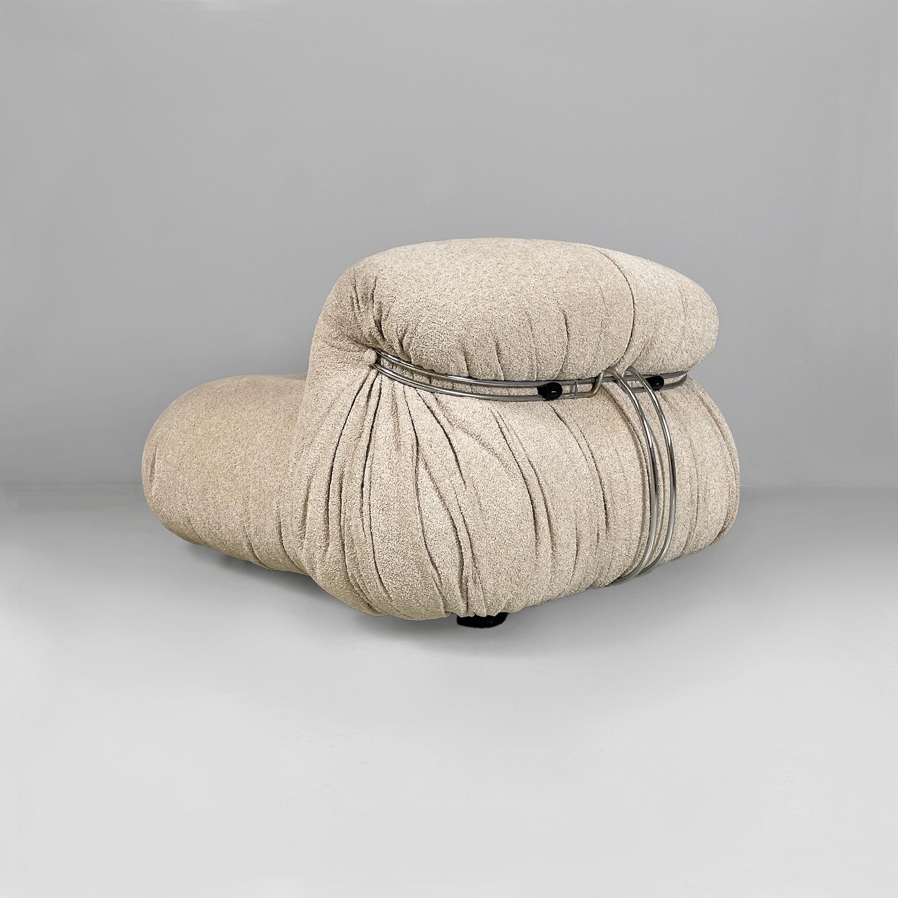 Italian modern light beige Soriana armchairs, Afra Tobia Scarpa, Cassina, 1970s 11