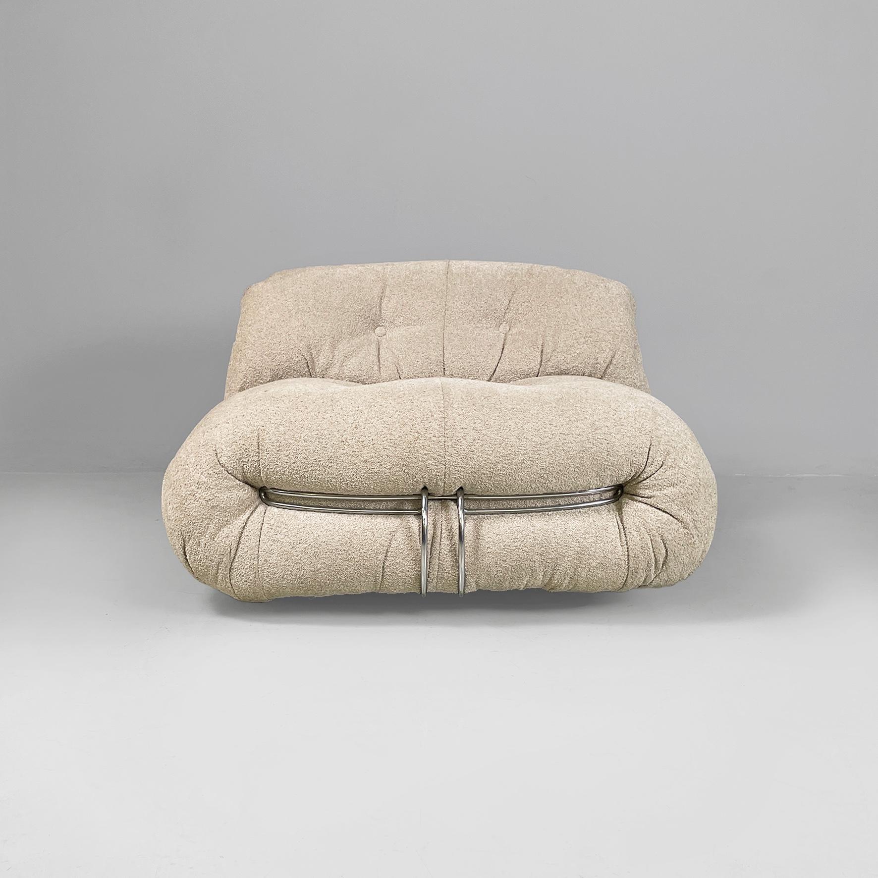 Italian modern light beige Soriana armchairs, Afra Tobia Scarpa, Cassina, 1970s 13