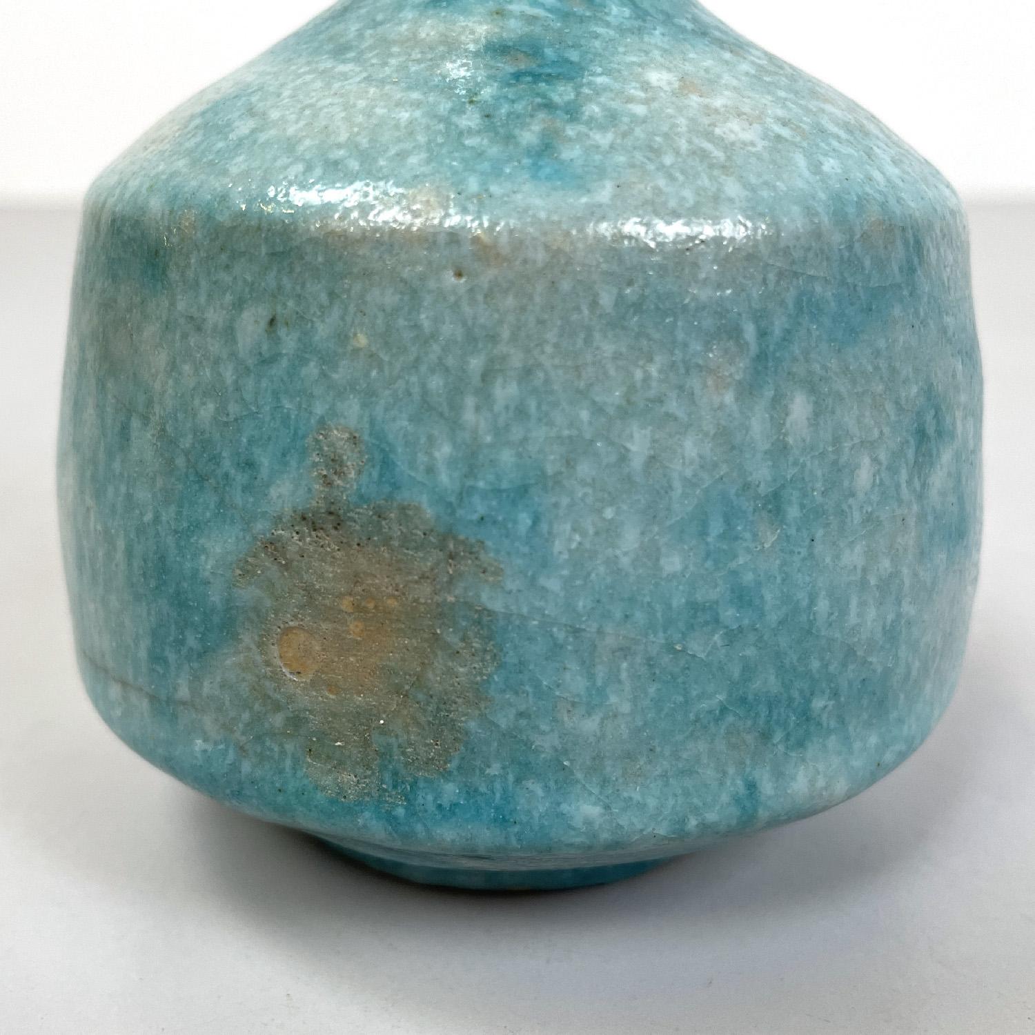Italian modern light blue and yellow ceramic vase by Bruno Gambone, 1970s For Sale 6