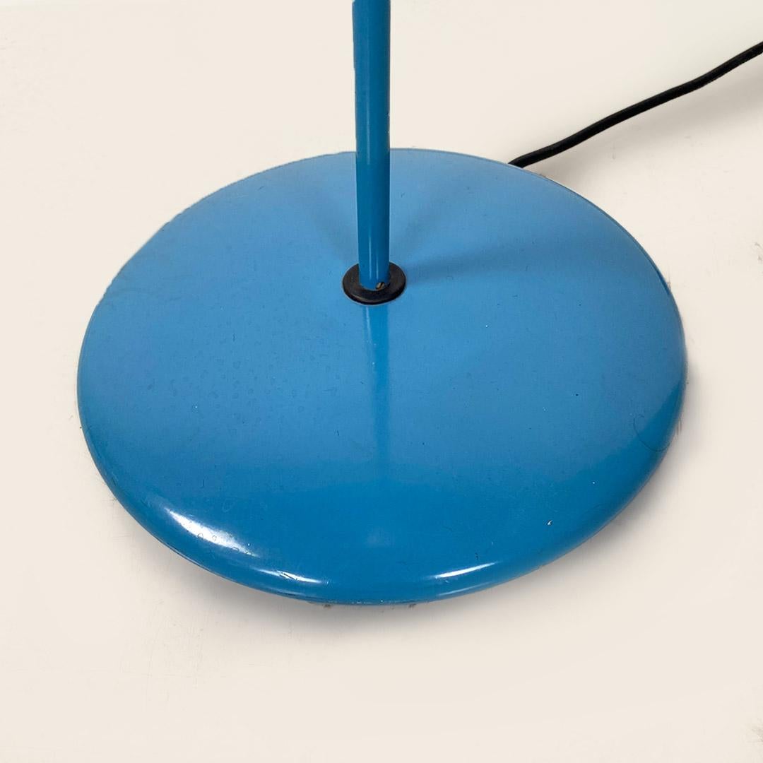 Italian modern light-blue metal and glass floor lamp, 1980s For Sale 4