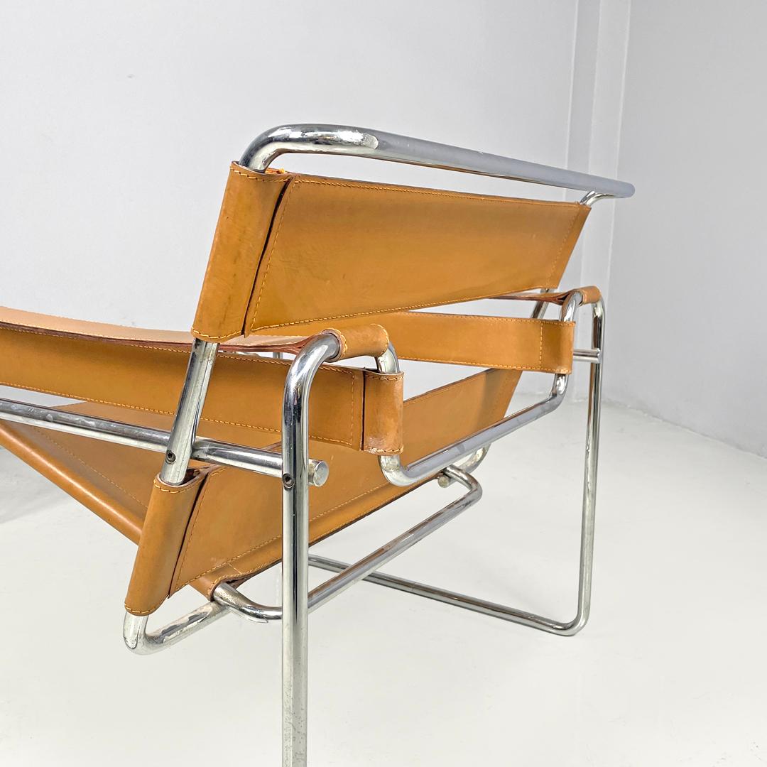 Italian modern light brown armchairs Wassily by Marcel Breuer for Gavina, 1970s For Sale 4