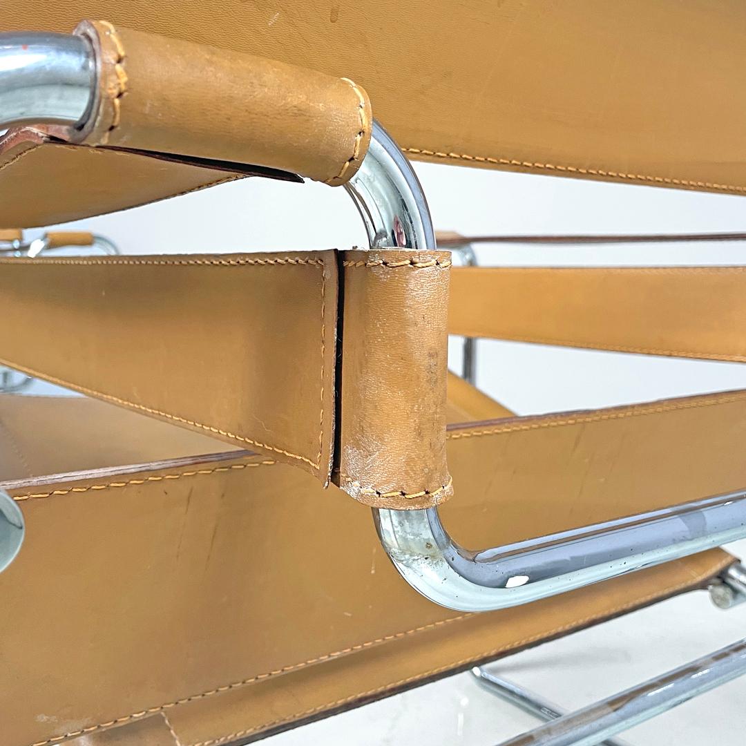 Italian modern light brown armchairs Wassily by Marcel Breuer for Gavina, 1970s For Sale 6