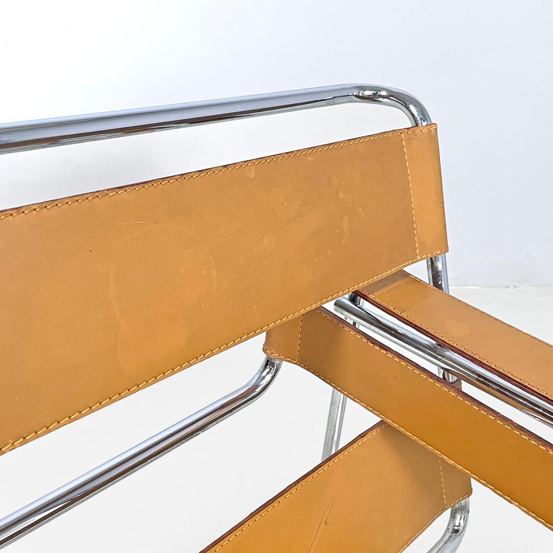 Italian modern light brown armchairs Wassily by Marcel Breuer for Gavina, 1970s For Sale 8