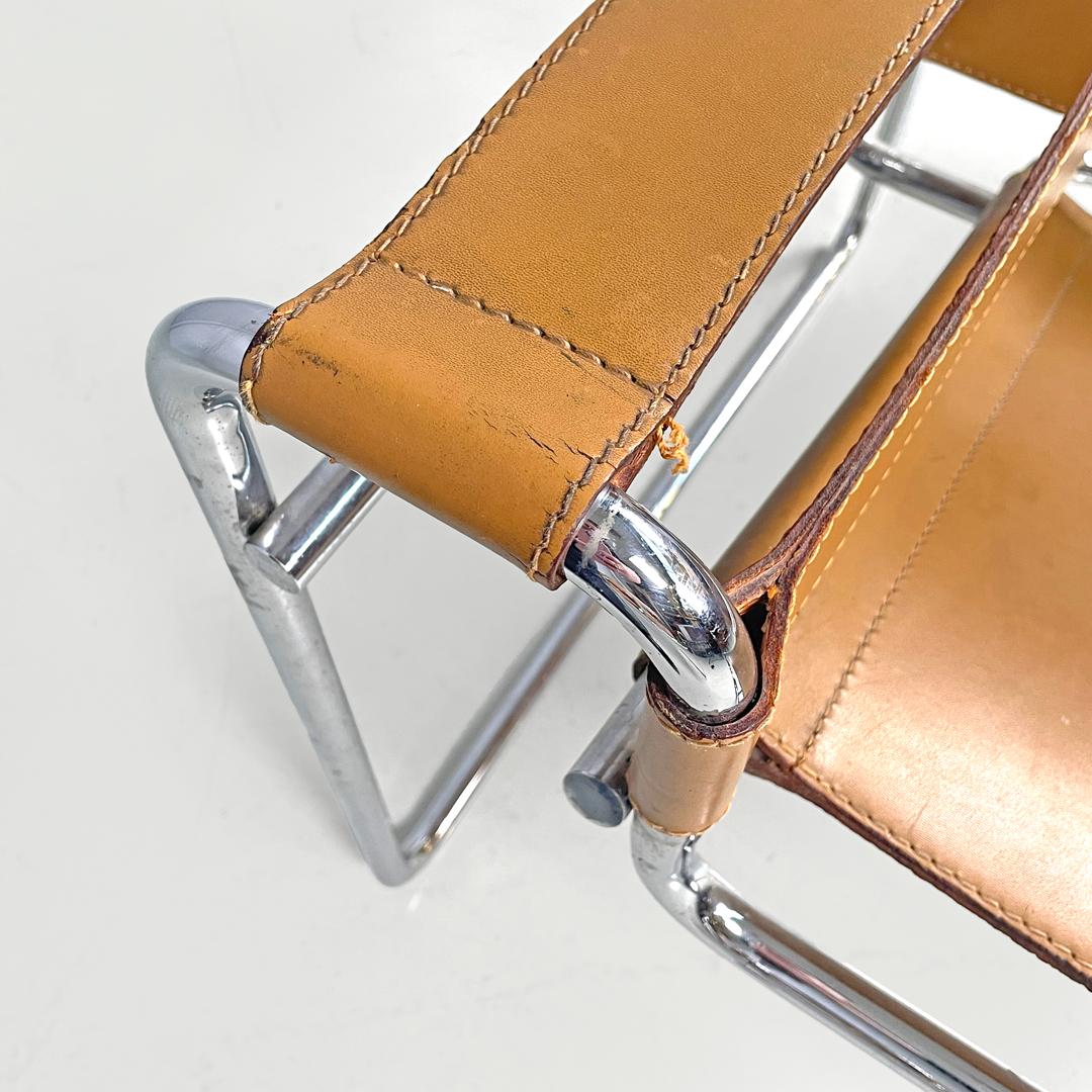 Italian modern light brown armchairs Wassily by Marcel Breuer for Gavina, 1970s For Sale 11