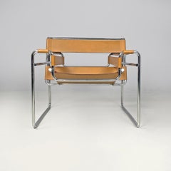 Italian modern light brown armchairs Wassily by Marcel Breuer for Gavina, 1970s