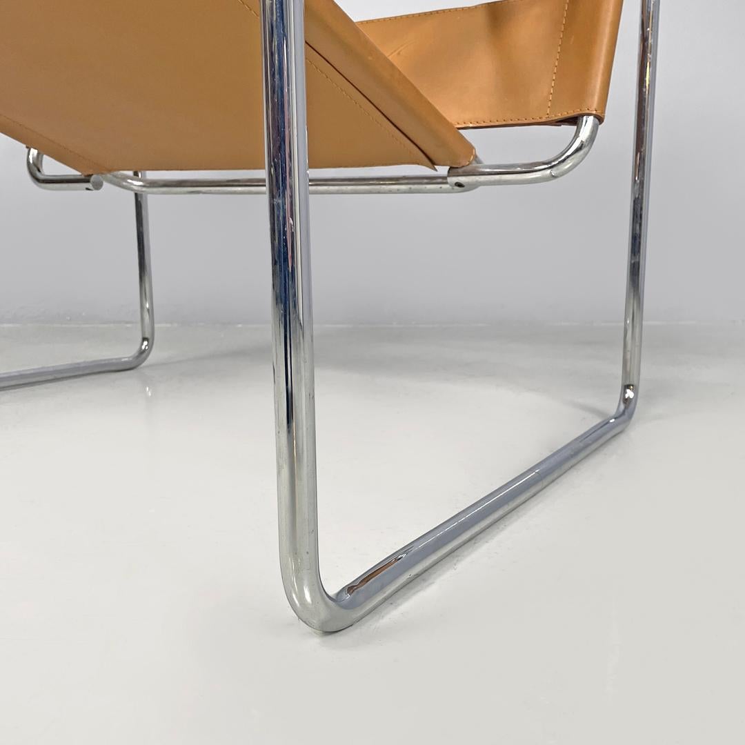 Italian modern light brown armchairs Wassily by Marcel Breuer for Gavina, 1970s For Sale 14
