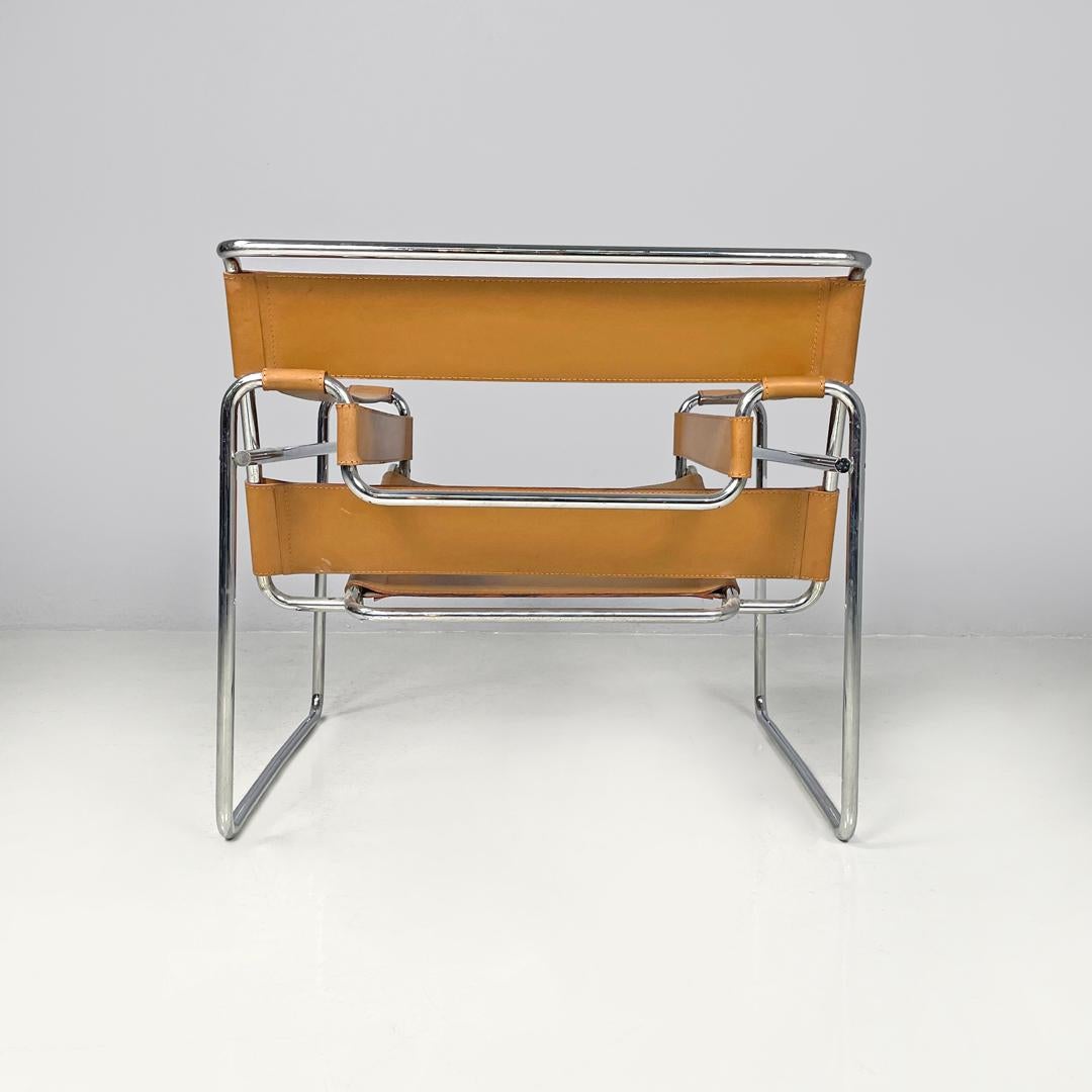 Metal Italian modern light brown armchairs Wassily by Marcel Breuer for Gavina, 1970s For Sale