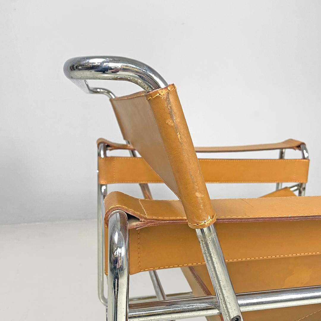 Italian modern light brown armchairs Wassily by Marcel Breuer for Gavina, 1970s For Sale 2