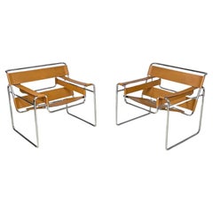 Sillones modernos italianos marrón claro Wassily de Marcel Breuer para Gavina, años 70