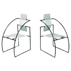 Italian modern light green blue chairs Quinta 605 by Mario Botta Alias, 1980s