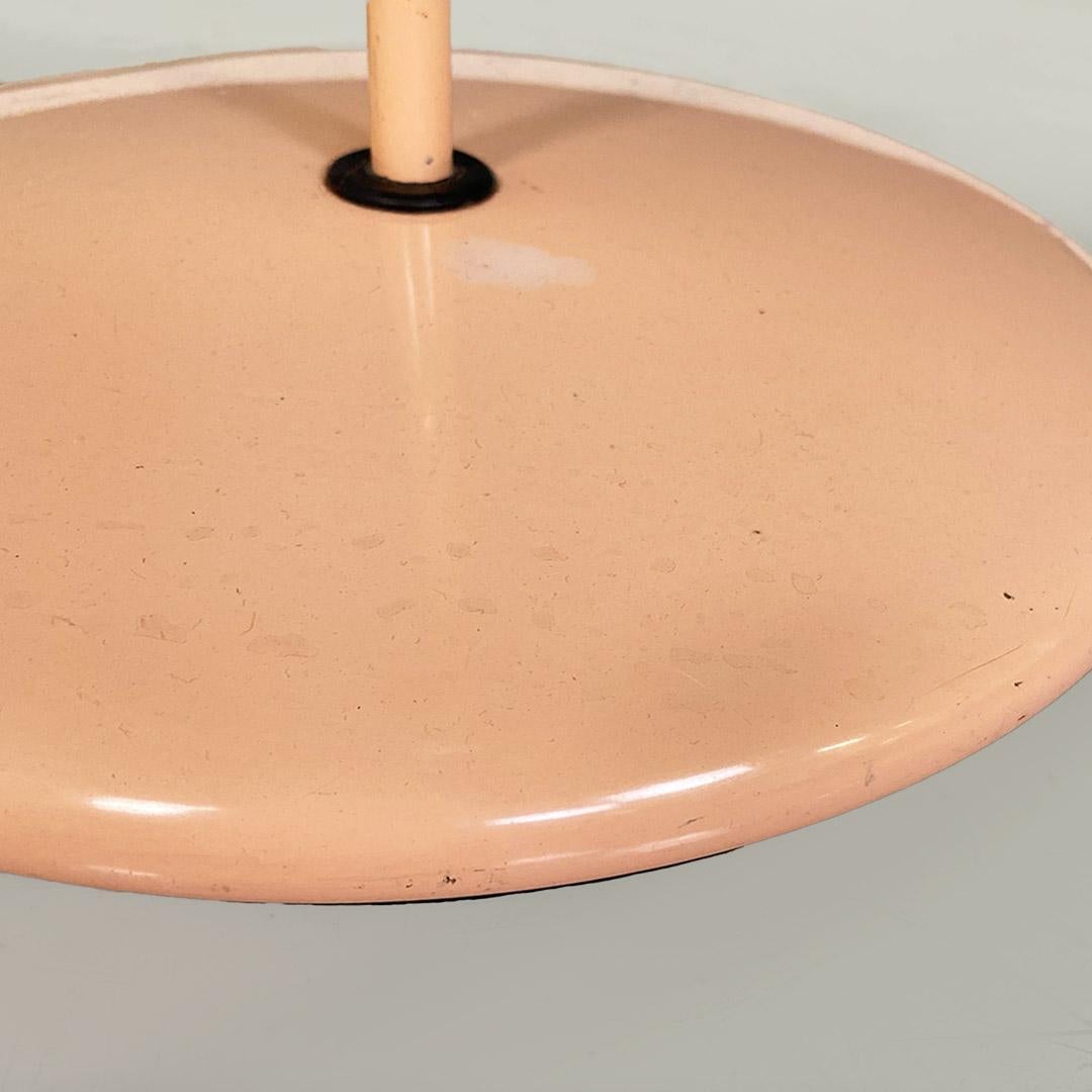 Italian modern light-pink metal and glass floor lamp, 1980s For Sale 4
