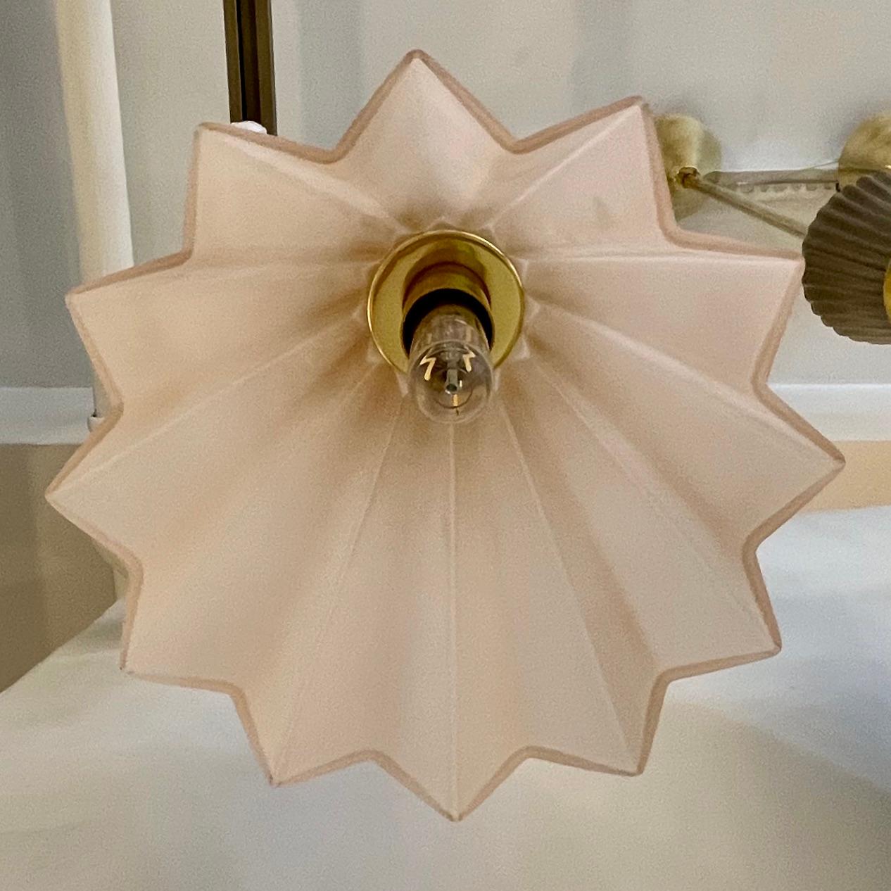 Frosted Italian Modern Light Pink Murano Glass Star Pendant