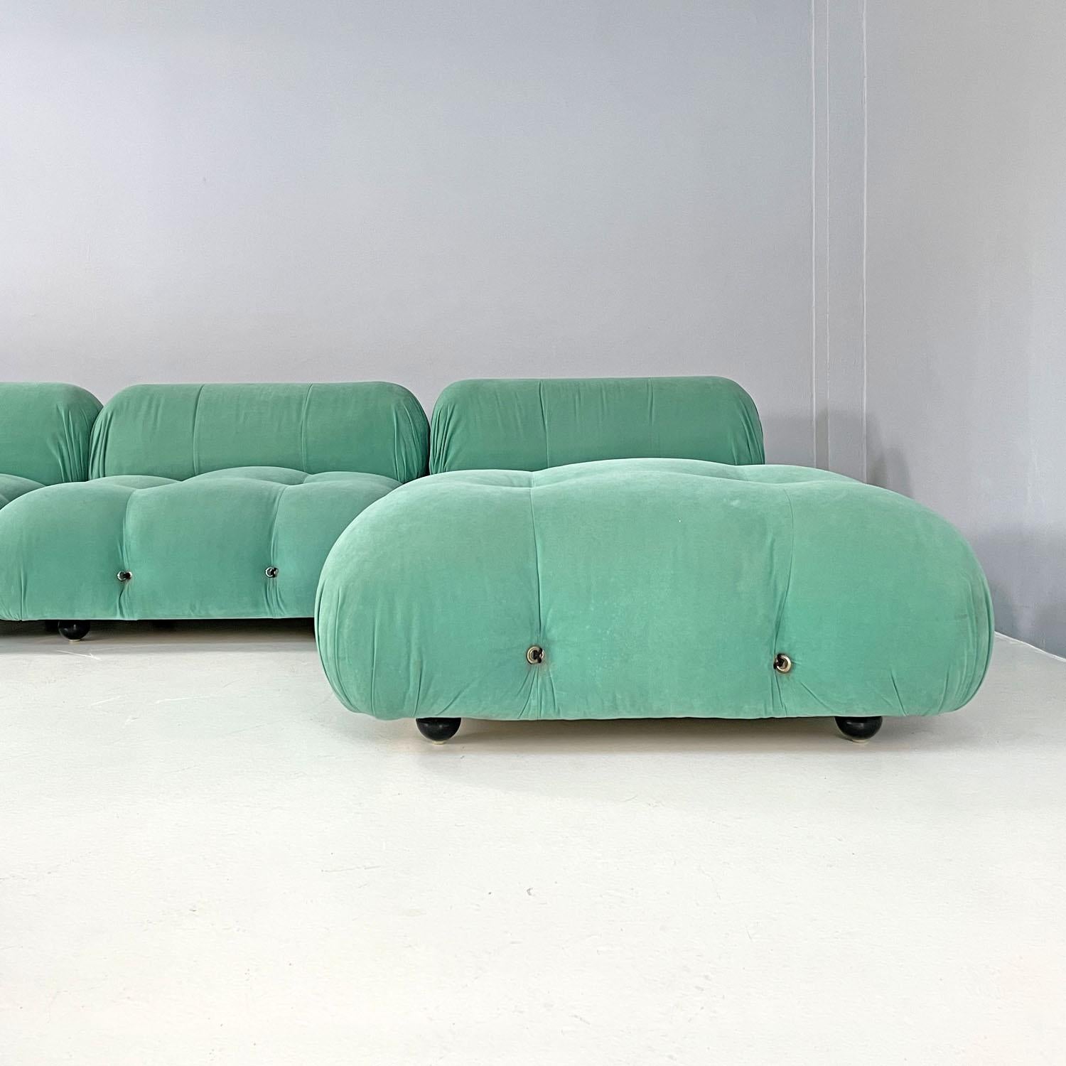 Italian modern light teal velvet sofa Camaleonda Mario Bellini B&B Italia, 1970s 4