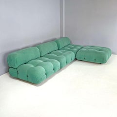 Italian modern light teal velvet sofa Camaleonda Mario Bellini B&B Italia, 1970s