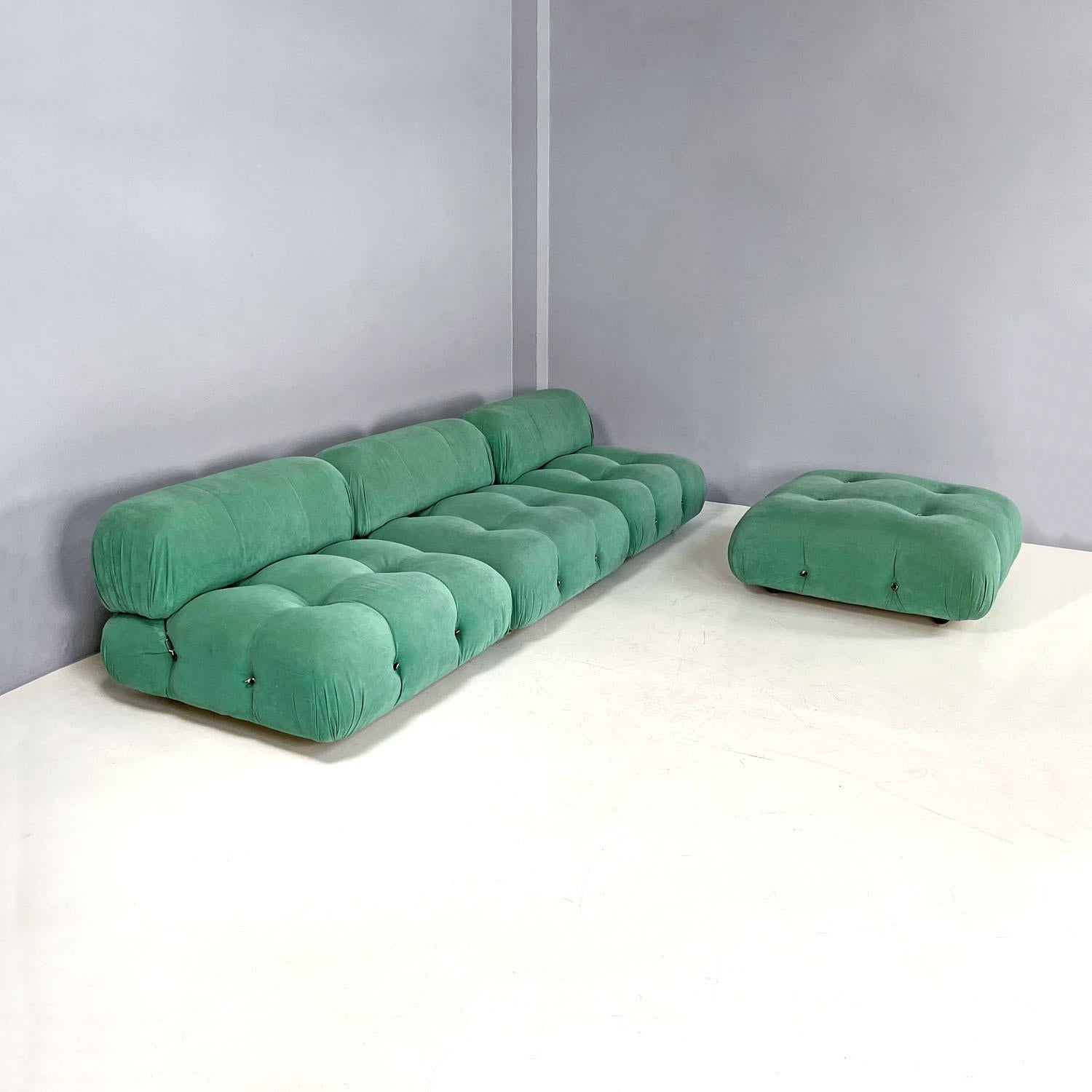 Modern Italian modern light teal velvet sofa Camaleonda Mario Bellini B&B Italia, 1970s