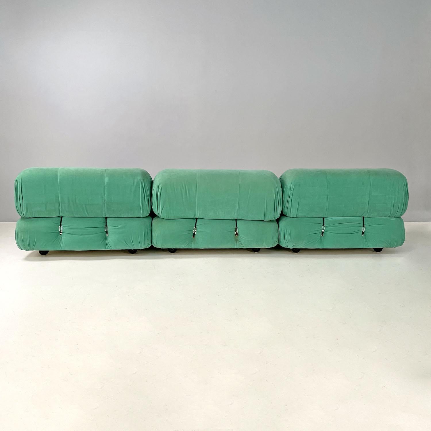 Italian modern light teal velvet sofa Camaleonda Mario Bellini B&B Italia, 1970s 1